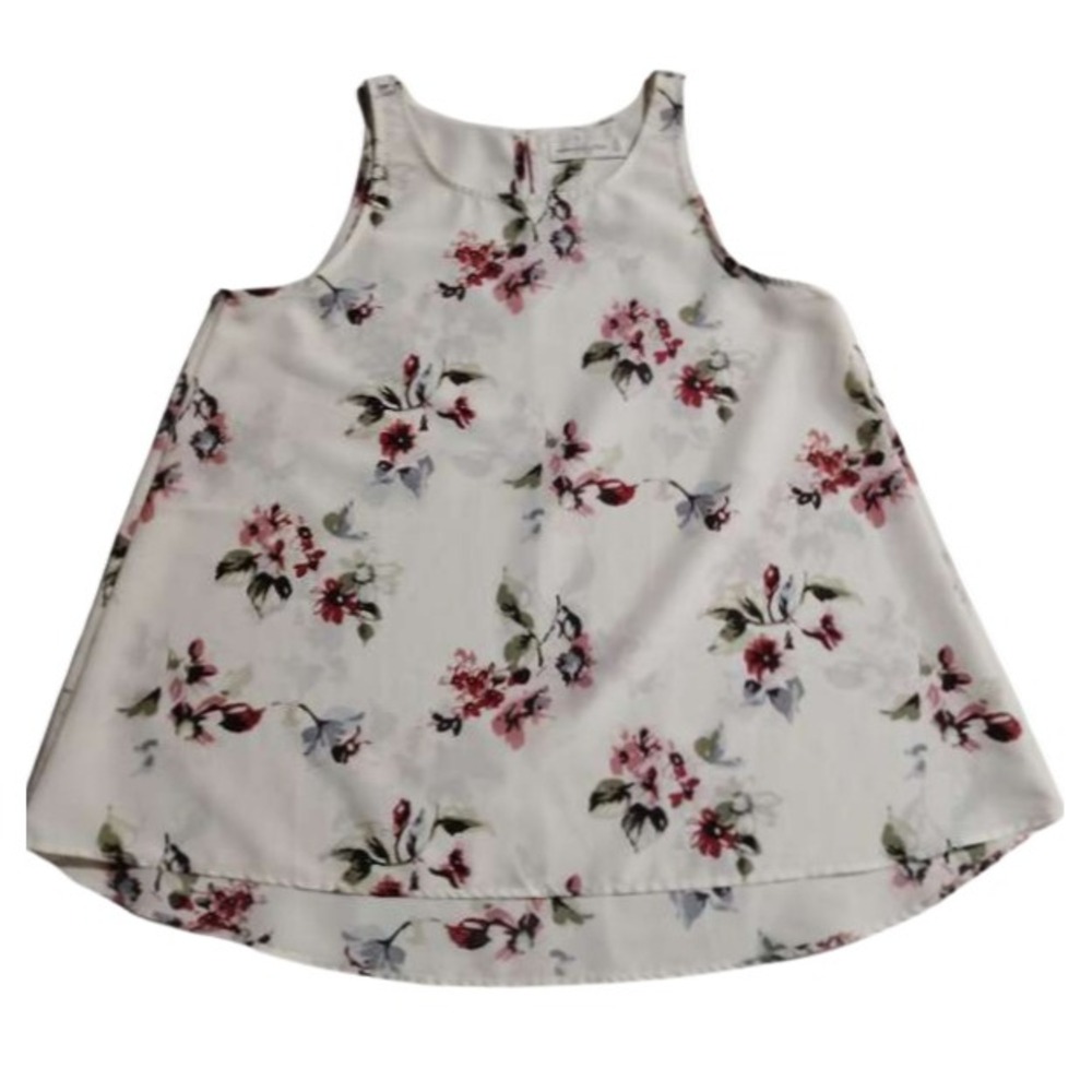Abercrombie Fitch Floral Tank Top Womens XS White Pink Blue Sleeveless